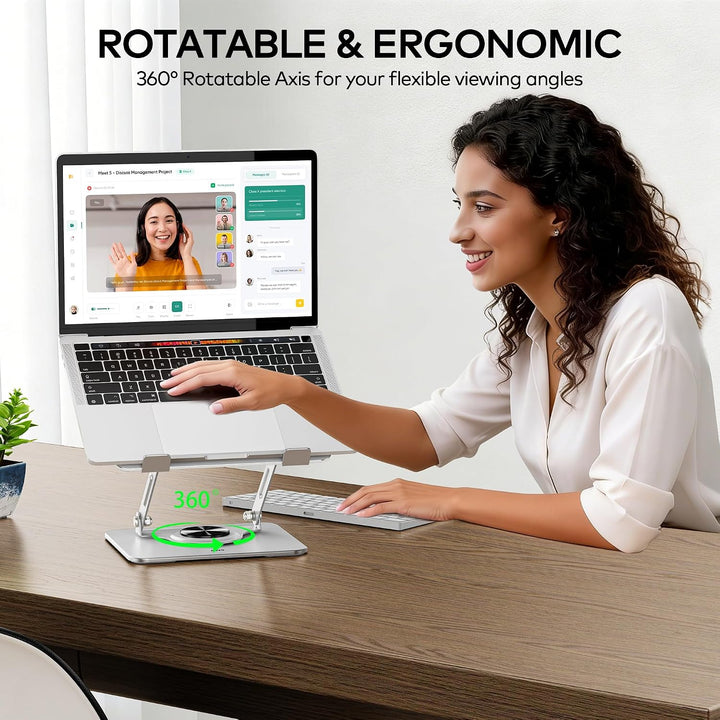 ALS03 Laptop-Ständer, Verstellbarer Computerständer mit 360° drehbarer Basis, ergonomische Laptop-Er