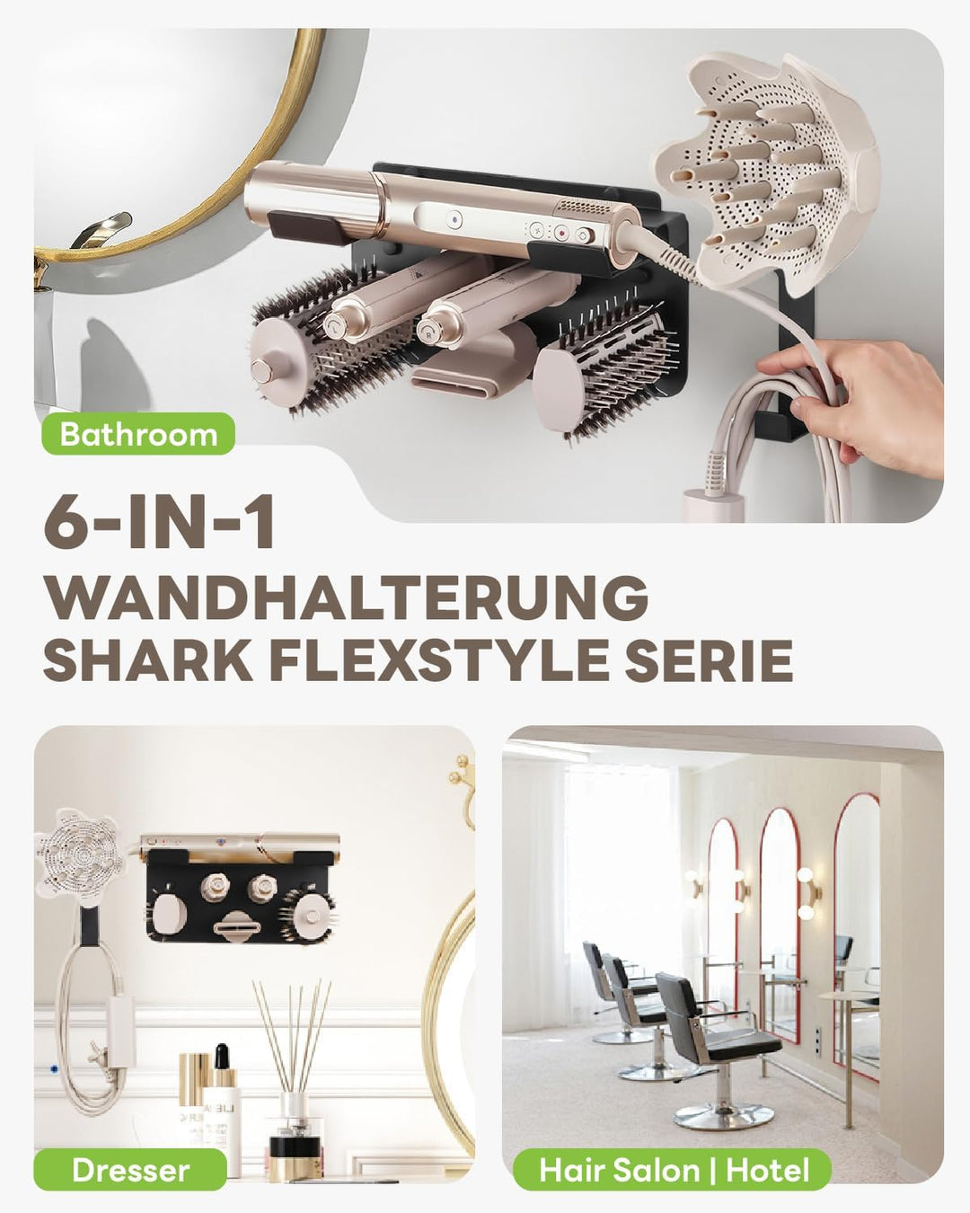 Föhn Halterung für Shark Flex Style 6 in1 Wandhalterung Kompatibel mit Shark Flex Style Aufsätze, Fö