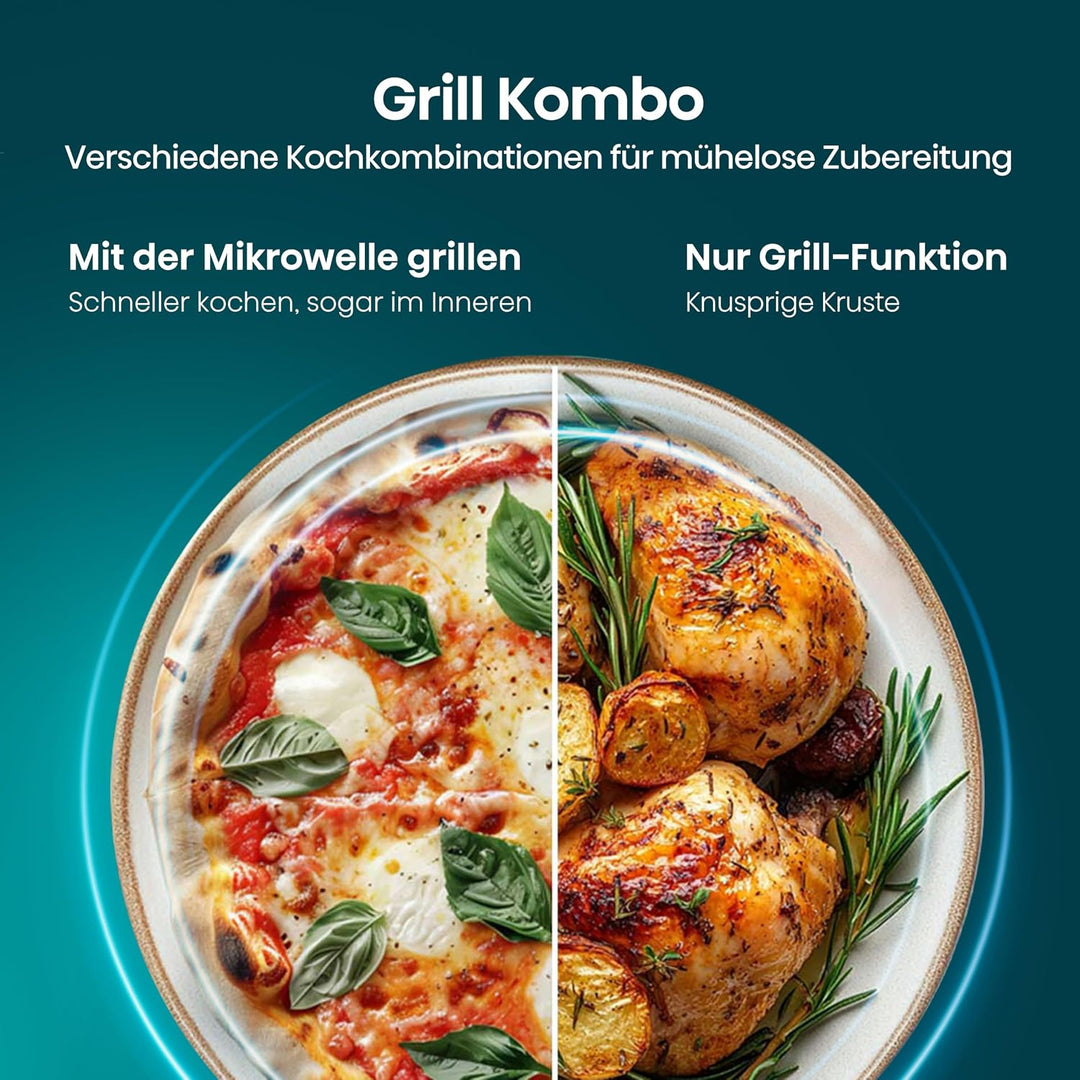 Hisense Inverter-Mikrowelle, 23L, 900W, mit 1000W-Grillfunktion | Schwarz, 5 Leistungsstufen, Kerami