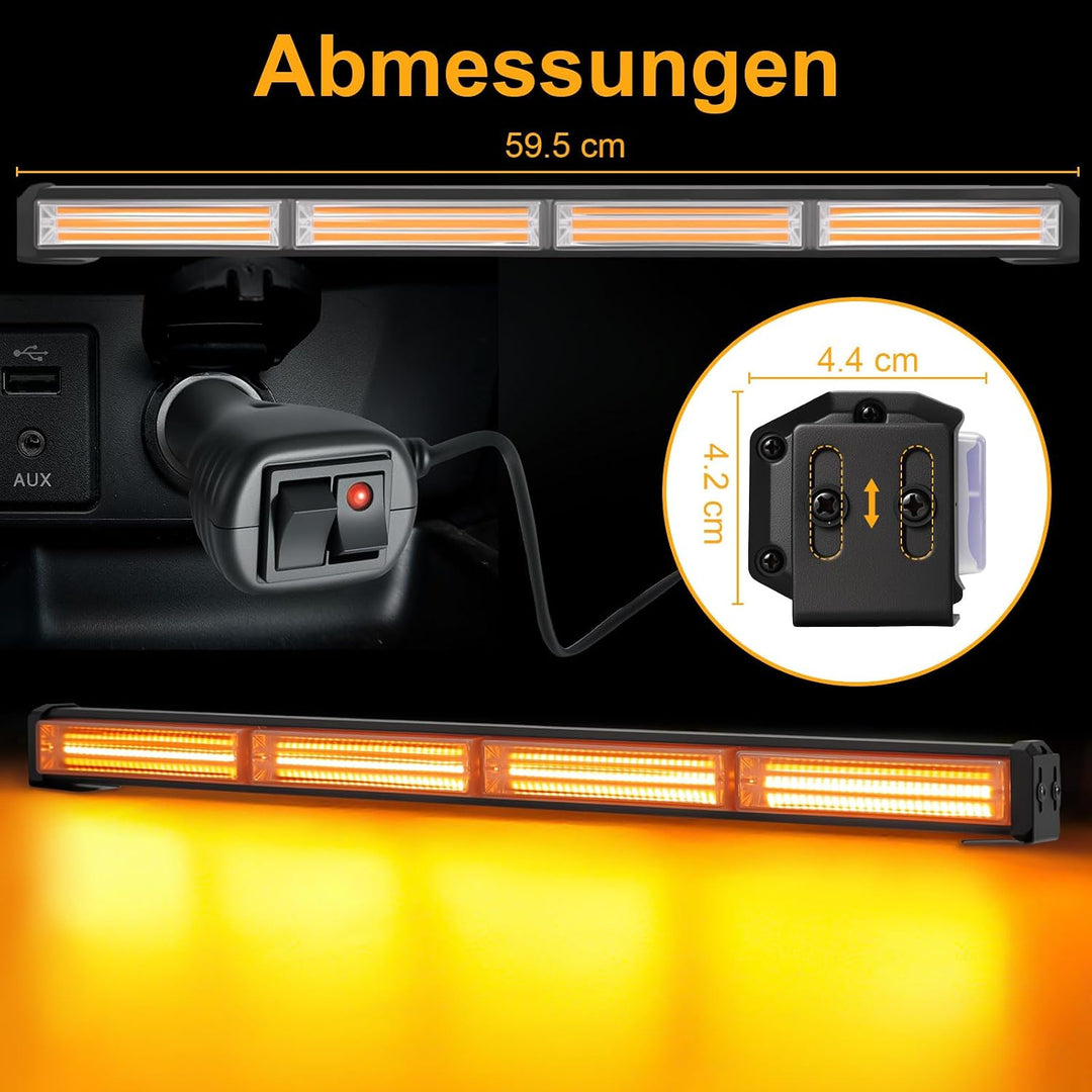 AnTom 58cm LED Rundumkennleuchte 40W Gelb Rundumleuchte für Auto Anhänger Wohnwagen SUV -14 Blinkend