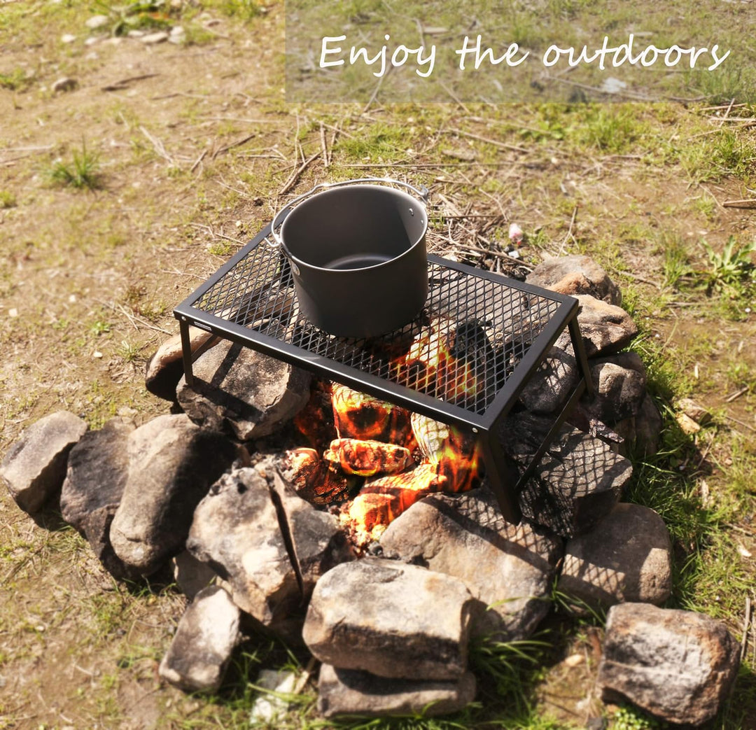 HIKEMAN Klappbarer Lagerfeuer Grill - Schwerlast Camping-Gril zum Kochen am offenen Feuer, Campingzu