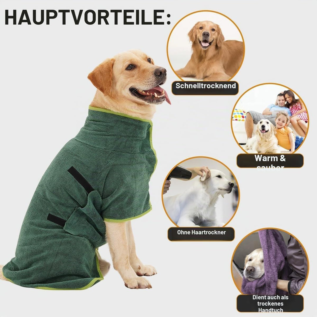 HezzLuv Bademantel Für Hunde, Hundebademantel Aus Mikrofaser Für Mittlere Und Grosse Hunde, Saugfähi