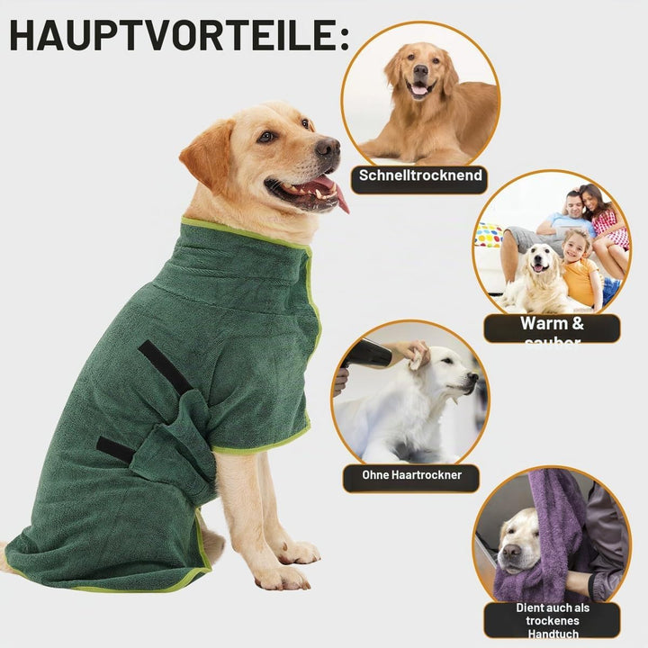 HezzLuv Bademantel Für Hunde, Hundebademantel Aus Mikrofaser Für Mittlere Und Grosse Hunde, Saugfähi