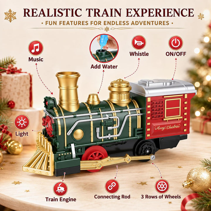 Weihnachtsbaum Zug, Elektrisch Weihnachts Eisenbahn Spielset für Kinder mit Sound und 4pcs decorativ
