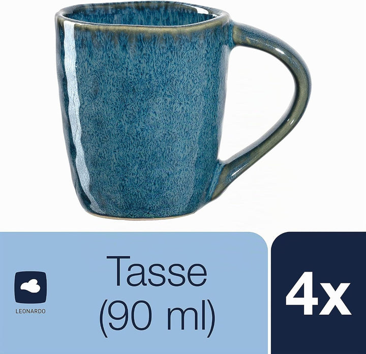 Leonardo Matera Espressotassen 4er Set, Mokka-Becher aus Steingut, spülmaschinengeeignete Espresso-G