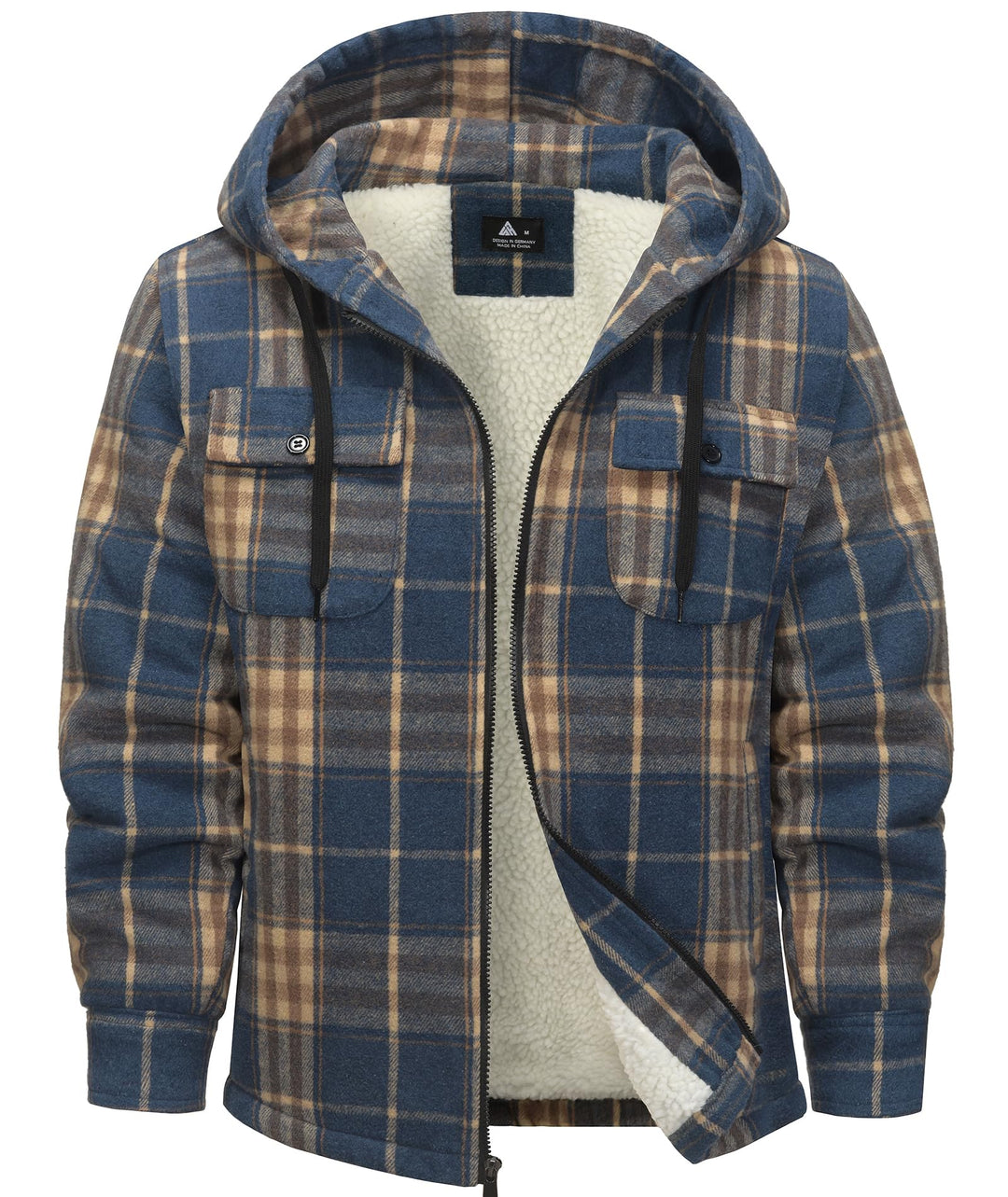 SwissWell Herren Hemdjacke Verdicken Kariertes mit Zipper Flanelljacke Plüschfutter Freizeit Gefütte