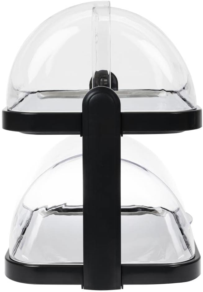 APS 9204 Buffetvitrine „Doppeldecker“ – 2 beidseitig aufklappbare, transparente Rolltophauben, 2 Ede