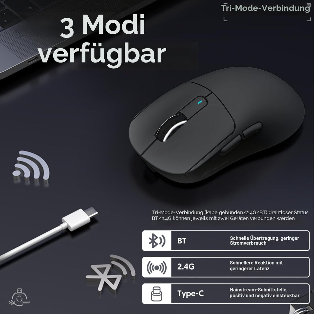 ATTACK SHARK X3MAX 49g Superlight Mouse, PixArt PAW3950 Gaming Sensor, BT/2.4G Wireless/Wired Gaming