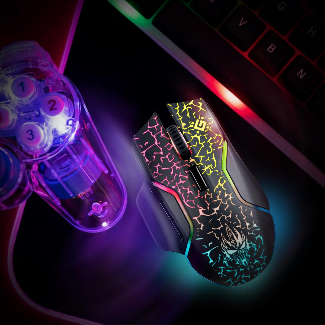 Defender® Oneshot Gaming Maus Kabellos – 2.4 GHz Wireless, 3200 DPI, RGB, 5 Programmierbare Tasten,