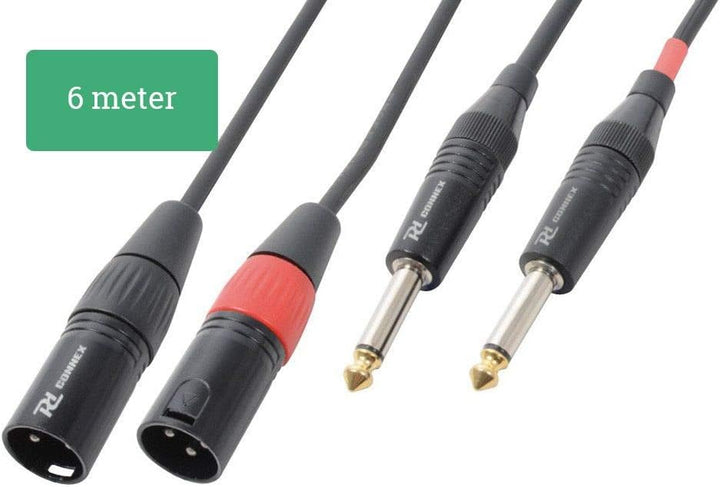 Kabel 2x XLR-Stecker auf 2x 6,3 mm Mono Klinke - 6 m