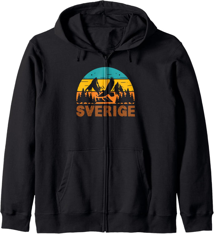 Retro Sverige Berge Natur Schweden Kapuzenjacke
