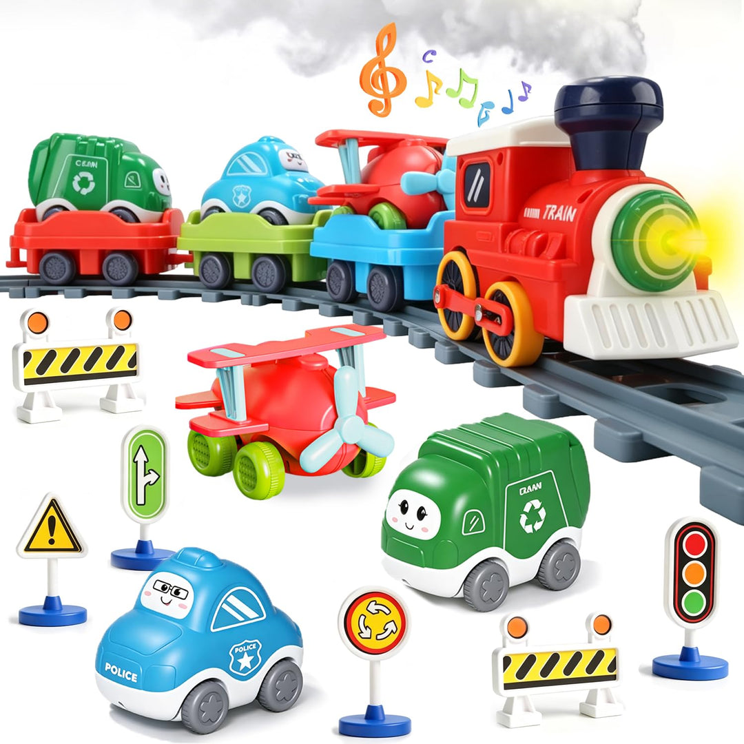 Elektrisches Eisenbahn Spielzeug für Kleinkinder mit Dampf, Licht &amp; Musik