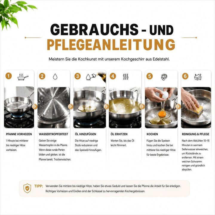 Edelstahlpfanne 20/28/30 cm mit 3 Deckeln