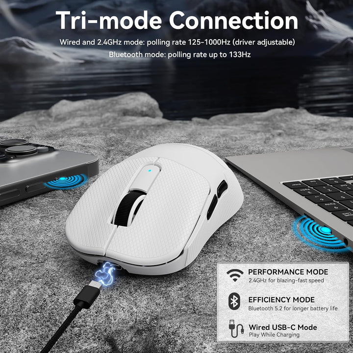 MAMBASNAKE M3 39g SUPERLEICHTE Kabellose Gaming-Maus mit Spiralkabel, PixArt PAW3395PRO-Sensor, Bis