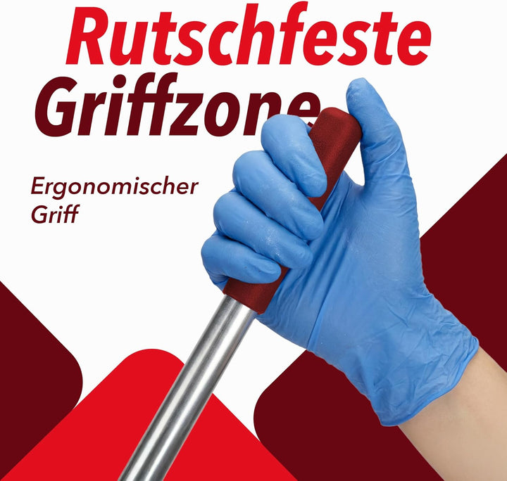 G.I.V. Bodenwischer Set 40cm Klapphalter mit Fusstaste + Aluminiumstiel Rot - inkl. 5X Mikrofasermop