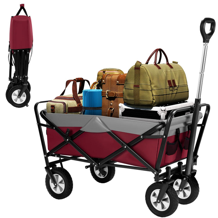 EUGAD Bollerwagen faltbar klappbar Transportkarre Handwagen mit 4 Rollen für Camping Einkaufen belas