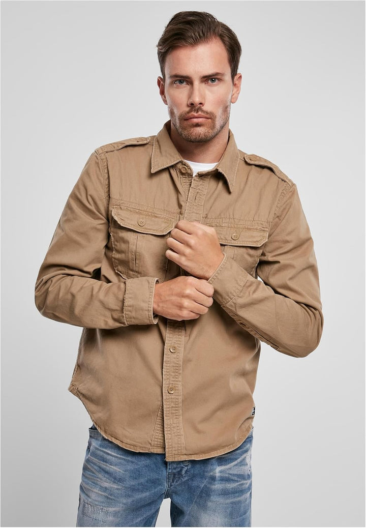 Brandit Vintage Shirt Long Sleeve,mehrere Farbvarianten, Grössen S bis 7XL, Camel Longsleeve