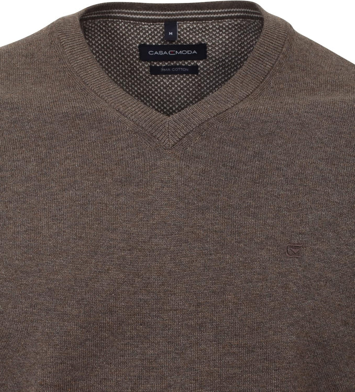 CASAMODA Pullover Langarm V-Ausschnitt Strick Dunkelbraun Grösse L Dunkelbraun, L Dunkelbraun