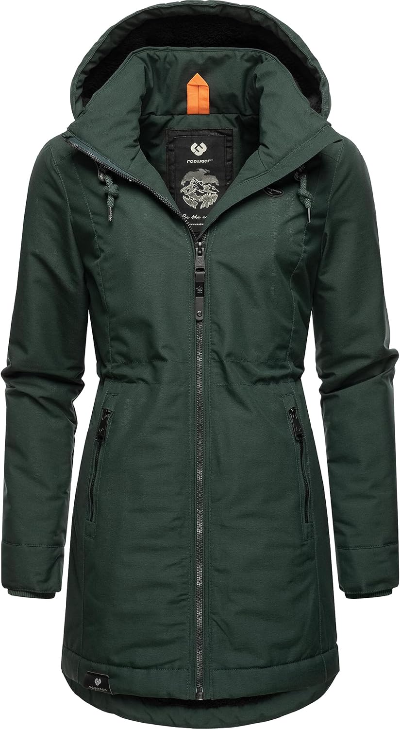 Ragwear Damen Wintermantel Warmer Parka lang wasserdicht mit Abnehmbarer Kapuze Dakkota XS-6XL XS Da
