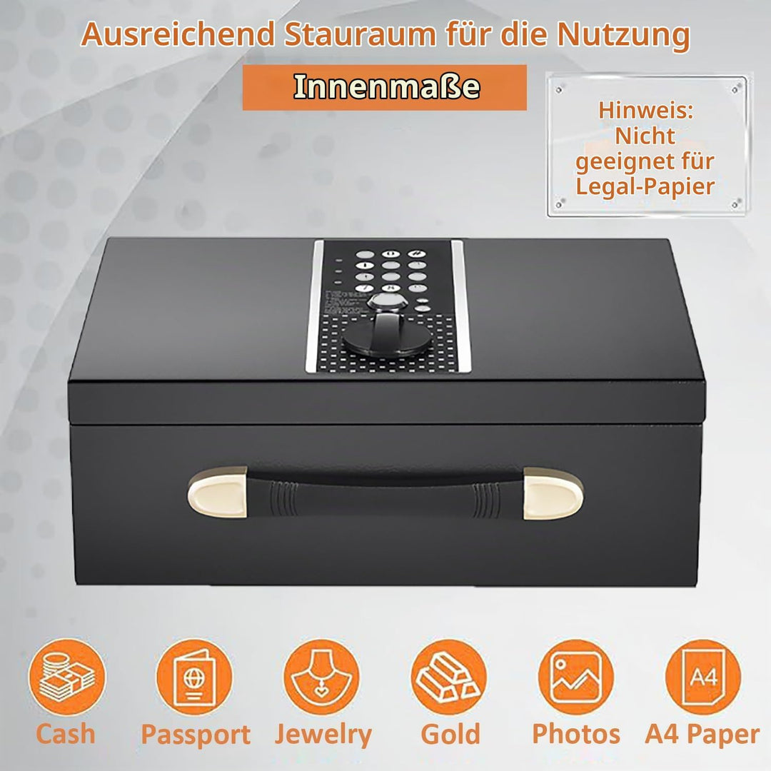 Geldkassette Feuerfest Wasserdicht, Feuerfeste Dokumentenbox, Tresor Feuerfest mit Zahlenschloss &amp; S