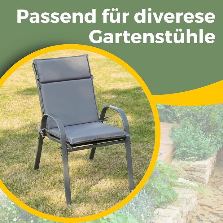 ALBATROS Gartenstuhl Sitzauflage 2er Set Gartenstuhlauflagen Sitzpolster Sitzkissen Outdoor Anthrazi