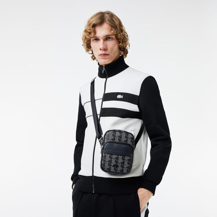 Lacoste Herren Nh4409lx Handtasche, Monogram schwarz grau, Einheitsgrösse EU, Monogram Schwarz Grau