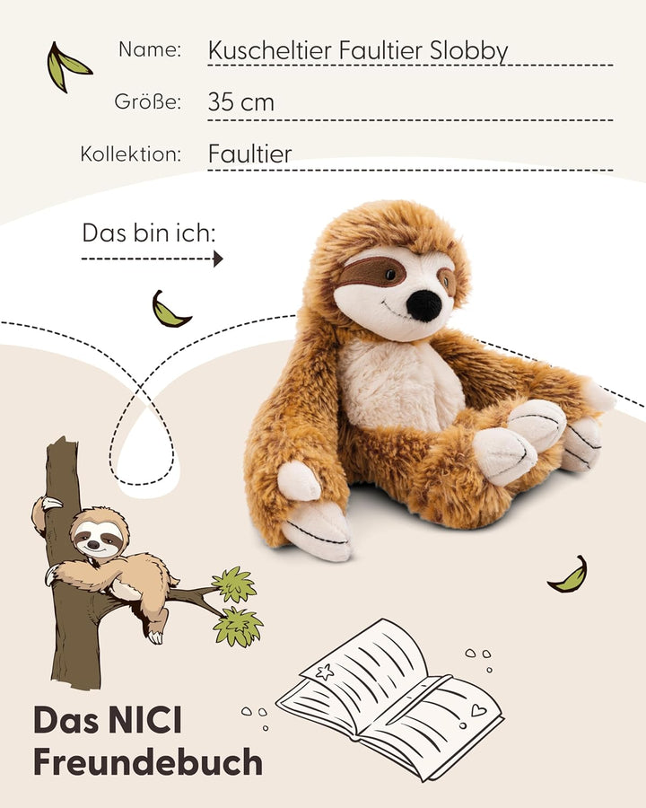 NICI Kuscheltier Faultier Slobby 35cm mit Klettverschluss braun - Stofftier aus weichem Plüsch, nied