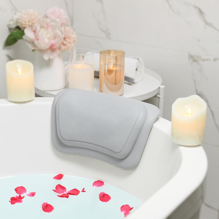 Lonkenn Badewannenkissen, Ergonomisches Badekissen, Stylisch PU-Badekissen mit Saugnäpfen, wasserdic