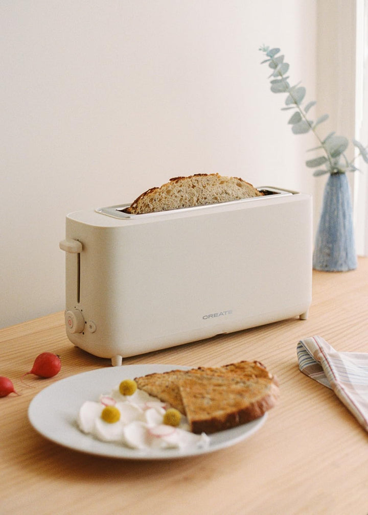 CREATE/TOAST STUDIO XL/Toaster Cremeweiss / 6 Leistungsstufen, Krümelschublade, Thermostat, Auftauen
