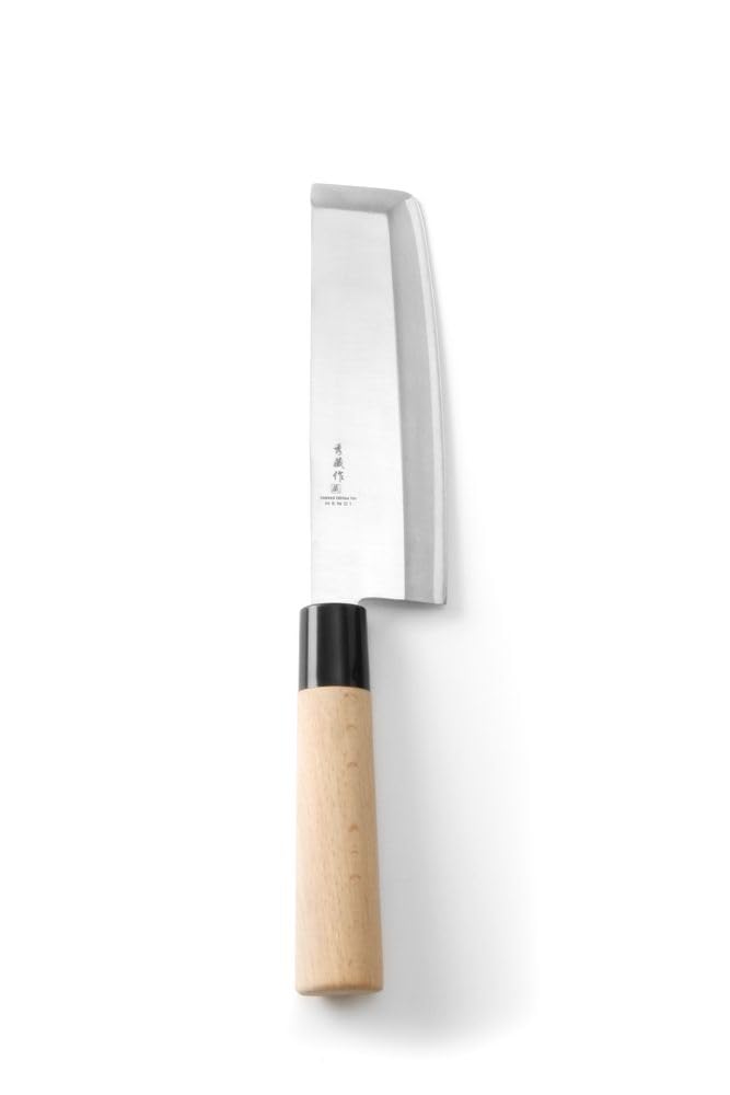 HENDI Messer "Nakiri", mit Holzgriff, Japanische Messer, Küchenmesser, Messer, Deutscher Stahl X50Cr