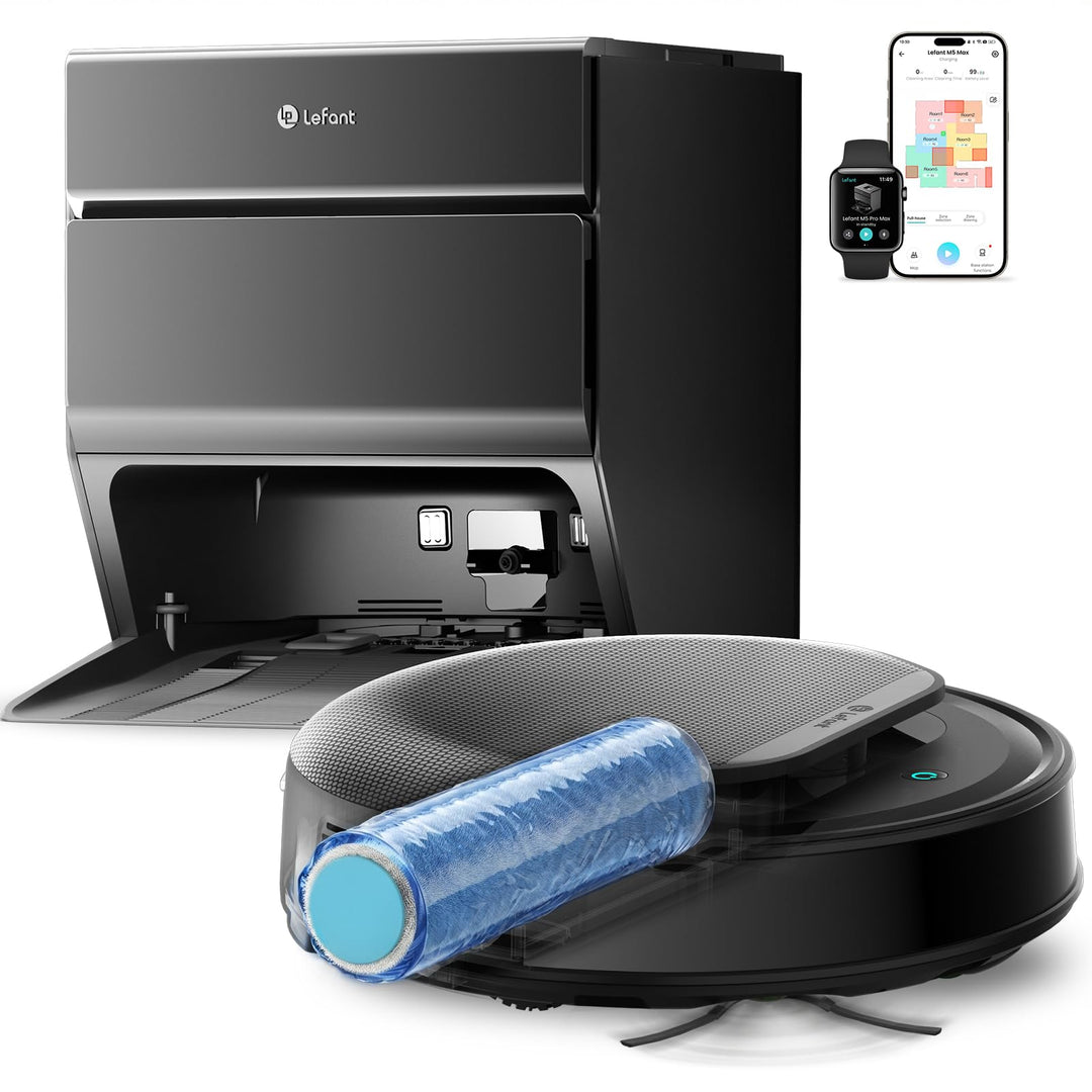 Lefant M5 Max Saugroboter mit Wischfunktion, 25.000Pa Saugkraft Mattschwarz, Mattschwarz