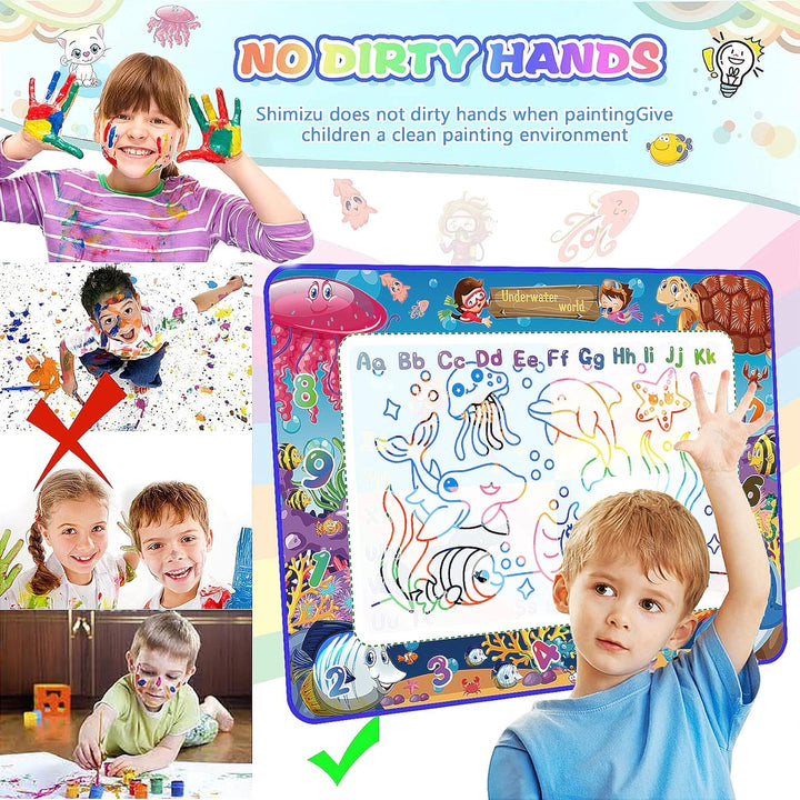 MOOING Wasser Doodle Matte,120 x 90 Aqua Magic Doodle Malmatte Kinder, Wiederverwendbare Drawing Mat