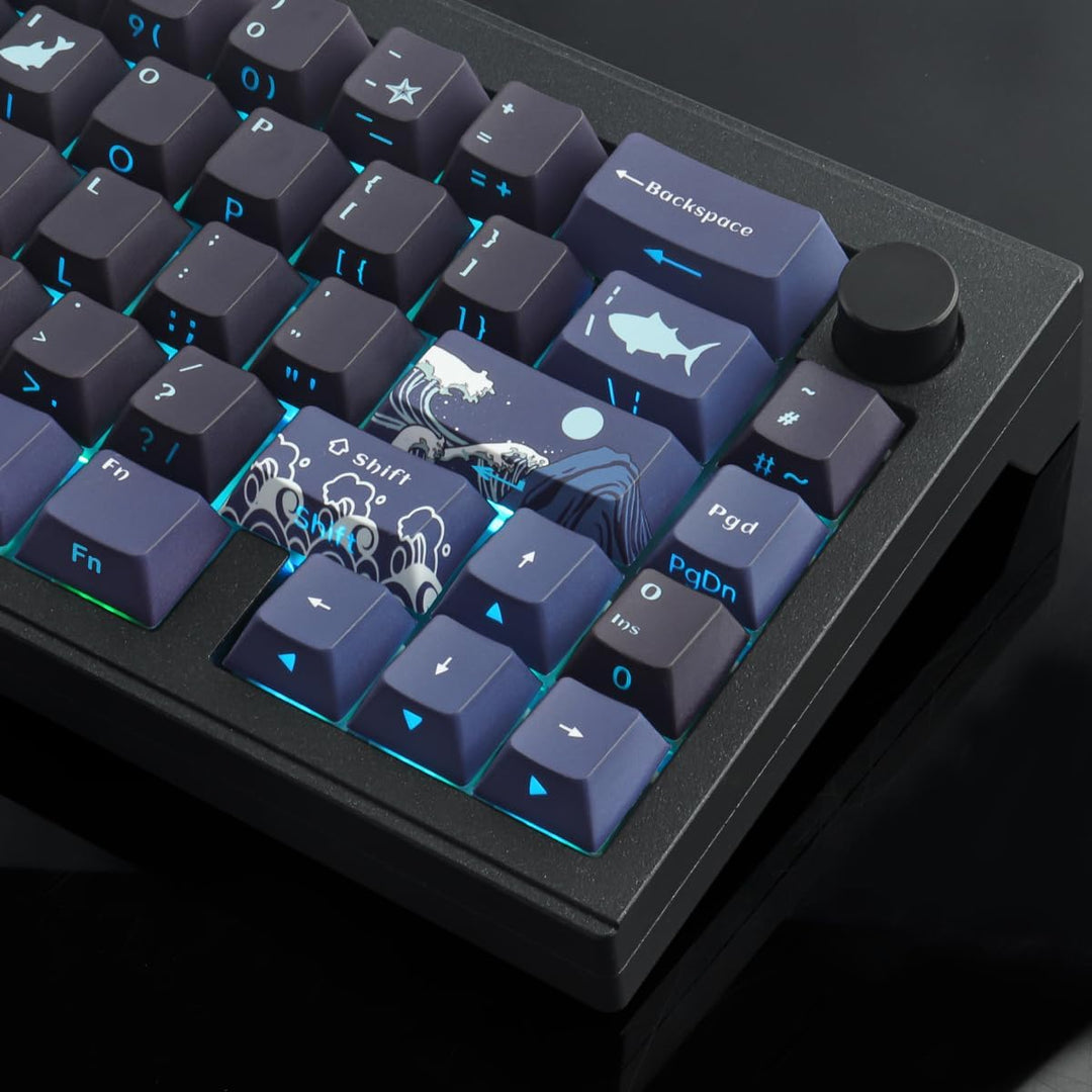 Sunzit PBT Custom Keycaps,129 Tasten Korallenmeer Tastenkappen Cherry Profil Dye-Sub Shine Through S