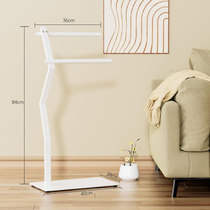 OUTBROS Handtuchständer Freistehend, 2 Arms Towel Rack, Weiss, Weiss