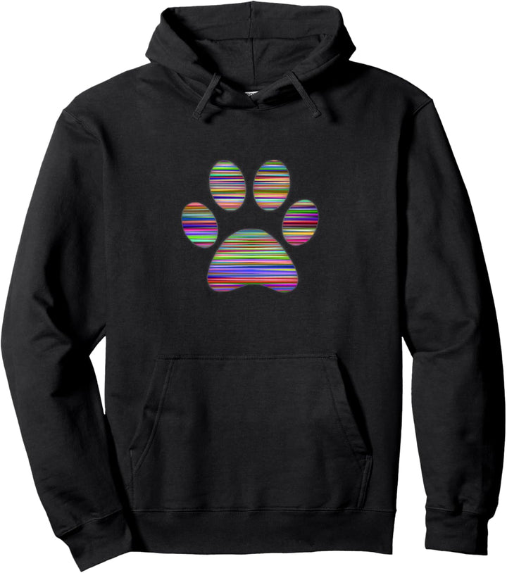 Bunte Streifen Pfotenprint Hundefreundin Pullover Hoodie