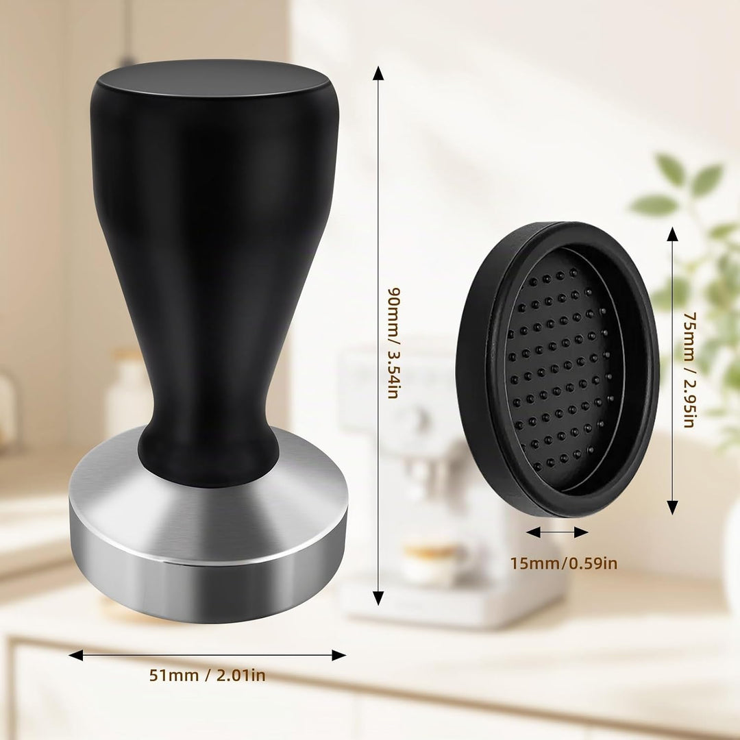 Philorn 51mm Kaffee Tamper aus Edelstahl, Espresso-Stampfer mit Silikonkissen, Kaffeemehlpresser mit