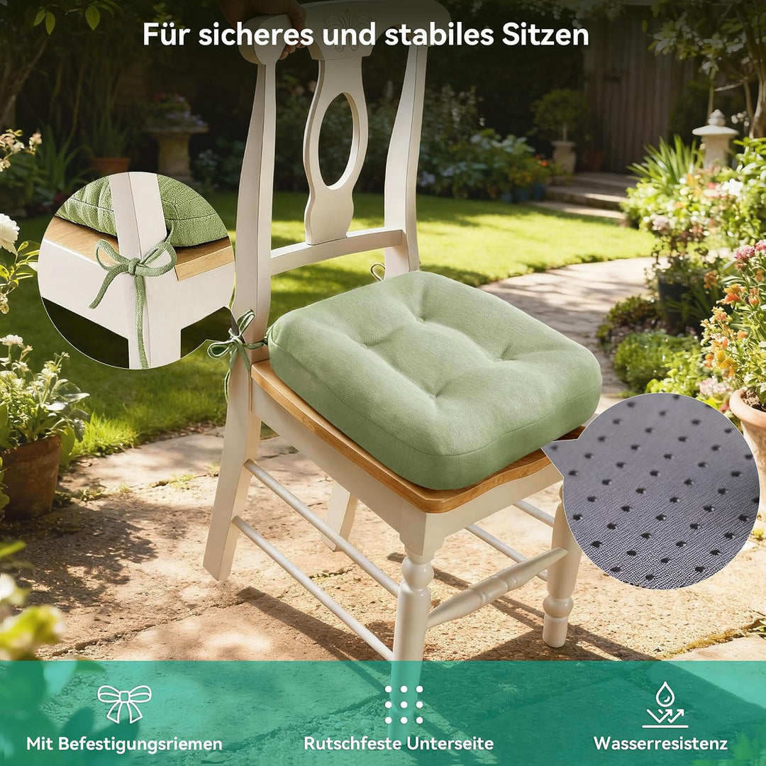 Codi Sitzkissen 40x40×8 cm 2er Set, Extra Dicke, Bequeme Stuhlkissen mit wasserabweisendem Bezug – W