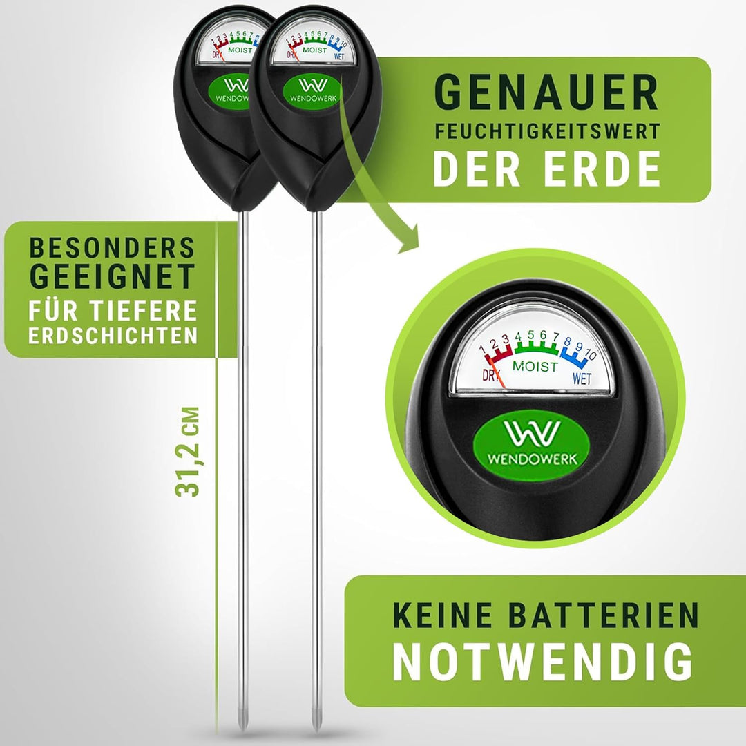 2 Stück Extra Langer Boden Feuchtigkeitsmesser für Pflanzen 40CM [Schwarz/Schwarz] - Ohne Batterien