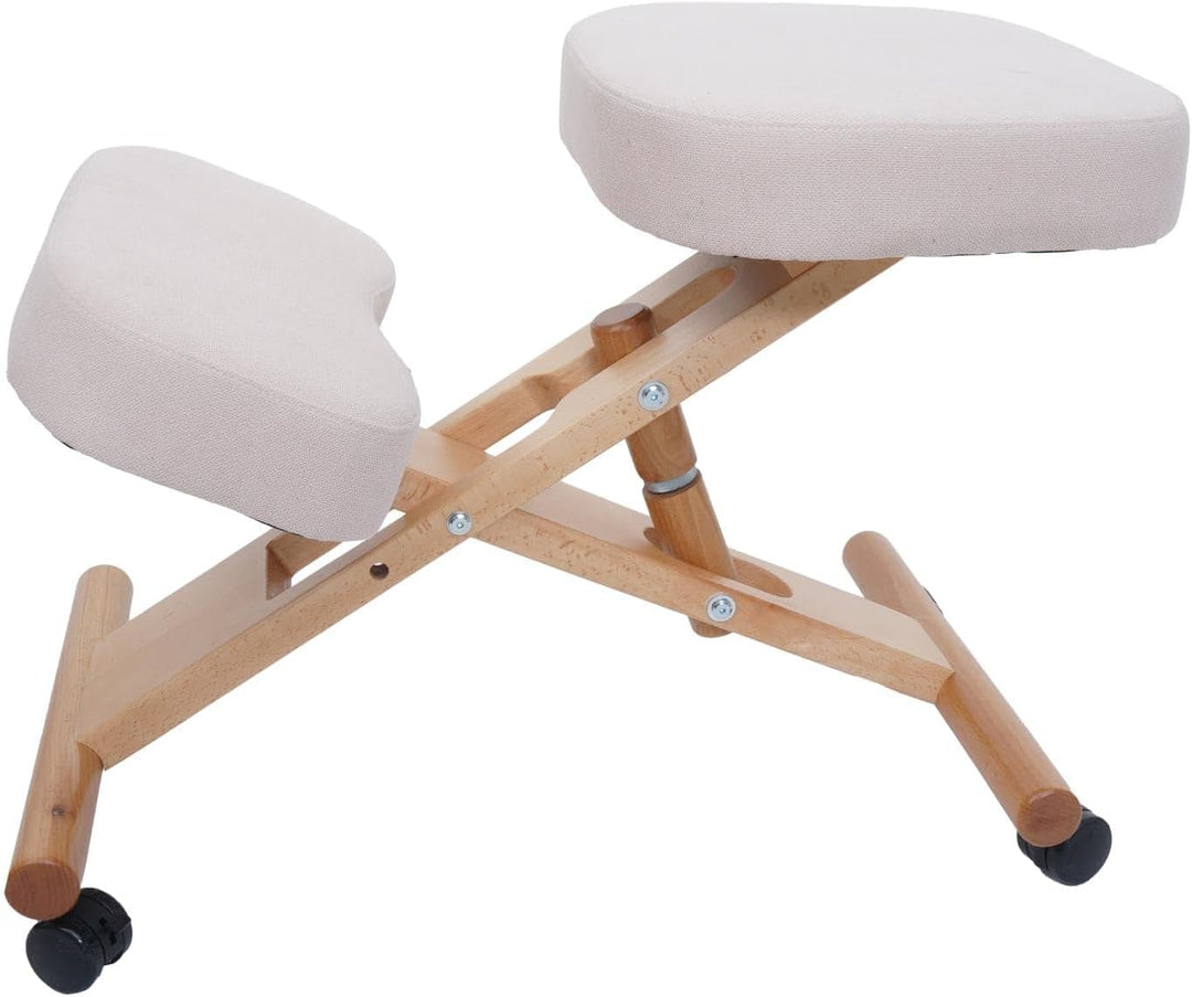 Mendler Kniestuhl HWC-Q46, Sitz-/Kniehocker höhenverstellbar Rollen Stoff/Textil (200g/m²) Holz - Cr