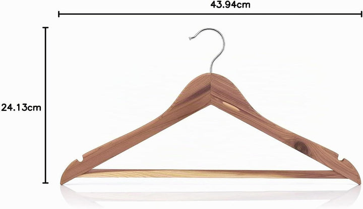 Hangerworld 10 Zedernholz Kleiderbügel 44cm Rutschfester Hosensteg Mottenschutz im Kleiderschrank, 1