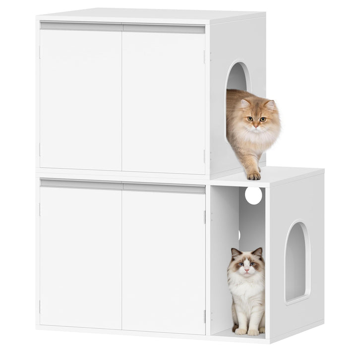 Hzuaneri Katzenschrank für 2 Katzen, Katzenklo Schrank, Katzenhaus Versteckt mit Doppelräumen, Kann