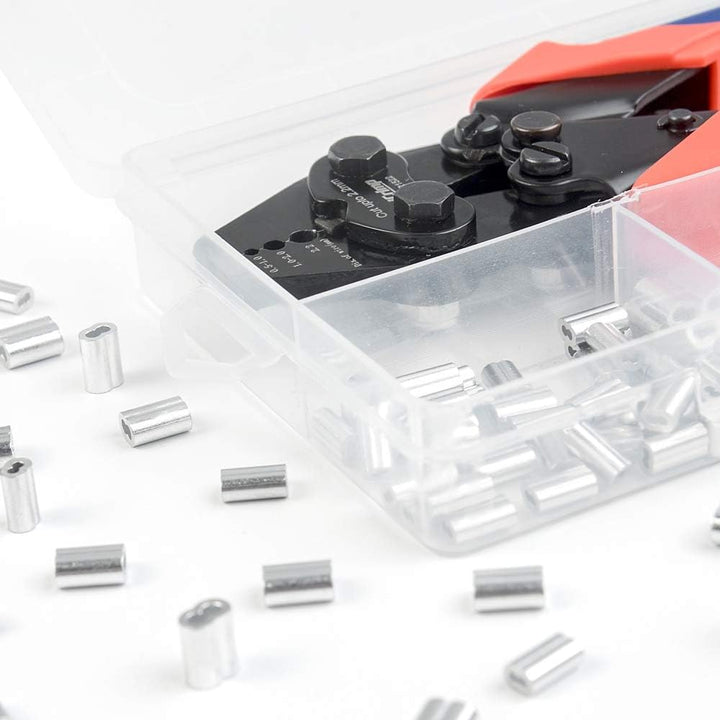 iCrimp CWR1522 Drahtseil Crimp Set 150 Hülsen mit Schneider 0.1 mm - 2.2 mm (with 150 Aluminum Sleev