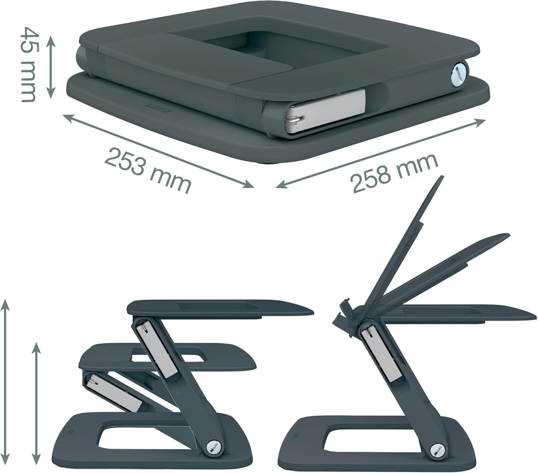 Leitz Ergo Set platzsparender Monitor-Arm mit Multi-Winkel Laptopständer, Monitor-Halterung für 1 Mo