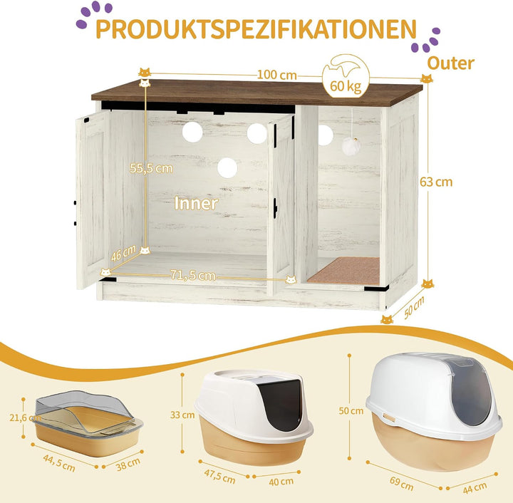 Hzuaneri Katzenschrank, Katzentoilette, Katzenklo Schrank, Versteckte Katzentoilette Kabinett Möbel