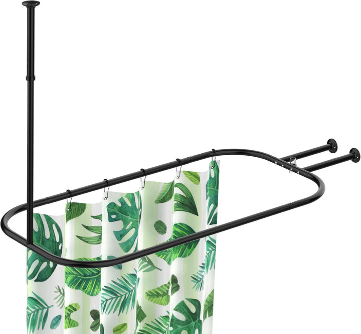 PrettyHome Duschvorhangstange, quadratisch, robust, rostfrei, oval, 148,1 x 61 cm, für freistehende