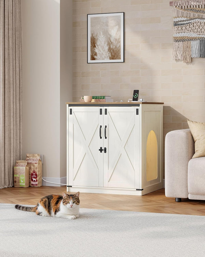 Hzuaneri Gross Katzenschrank, 82 × 70 × 90 cm, Verdeckter Katzenklo Schrank mit Drehbarer Schale, St