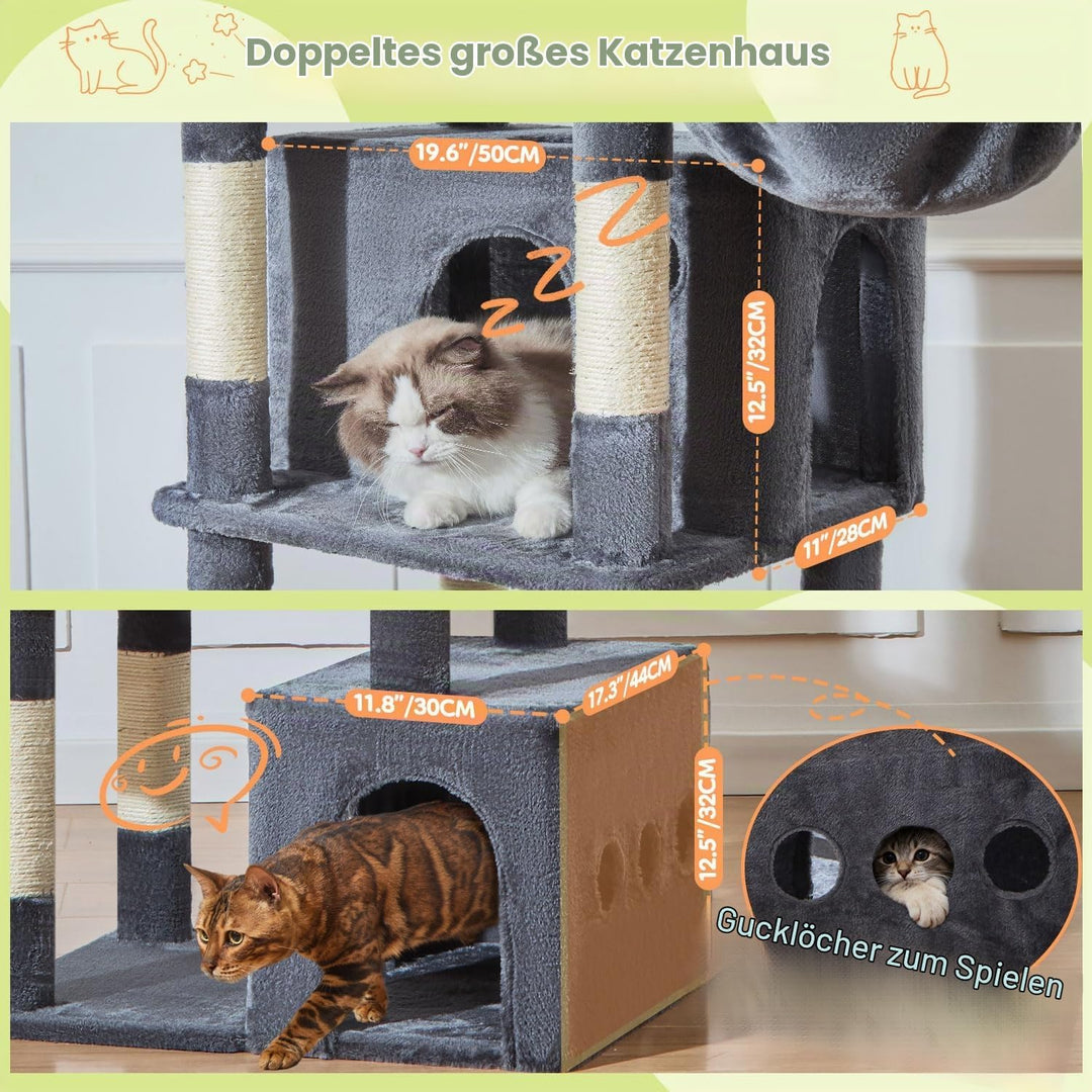 Taoqimiao 182 cm Kratzbaum XXL, Stabil, Gross, Katzenbaum für Katzen, F20G Dunkelgrau, Dunkelgrau
