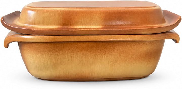3,5 Liter Brotbackform mit Deckel aus Steingut, 33×16×14 cm, Bräter, Auflaufform, Gratinform, Schmor
