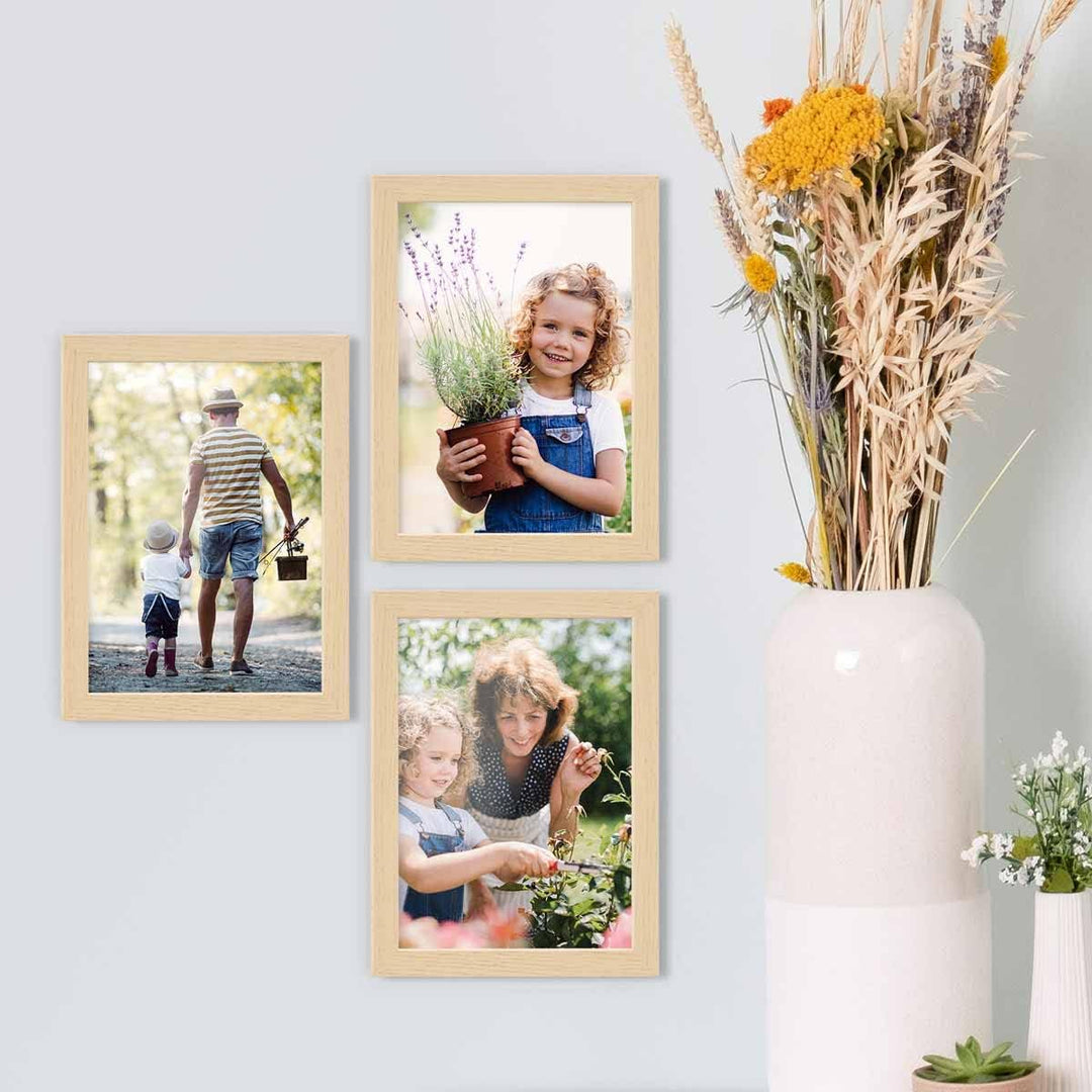 PHOTOLINI Bilderrahmen 13x18 Set Natur, 10x Bilderrahmen 13x18 Holz MDF, Fotorahmen 13 x 18 mit Acry