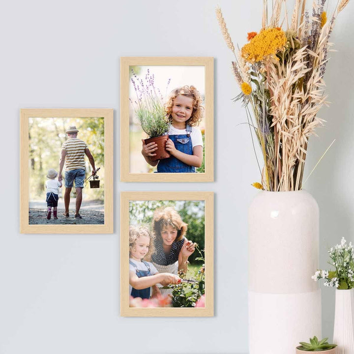 PHOTOLINI Bilderrahmen 13x18 Set Natur, 10x Bilderrahmen 13x18 Holz MDF, Fotorahmen 13 x 18 mit Acry